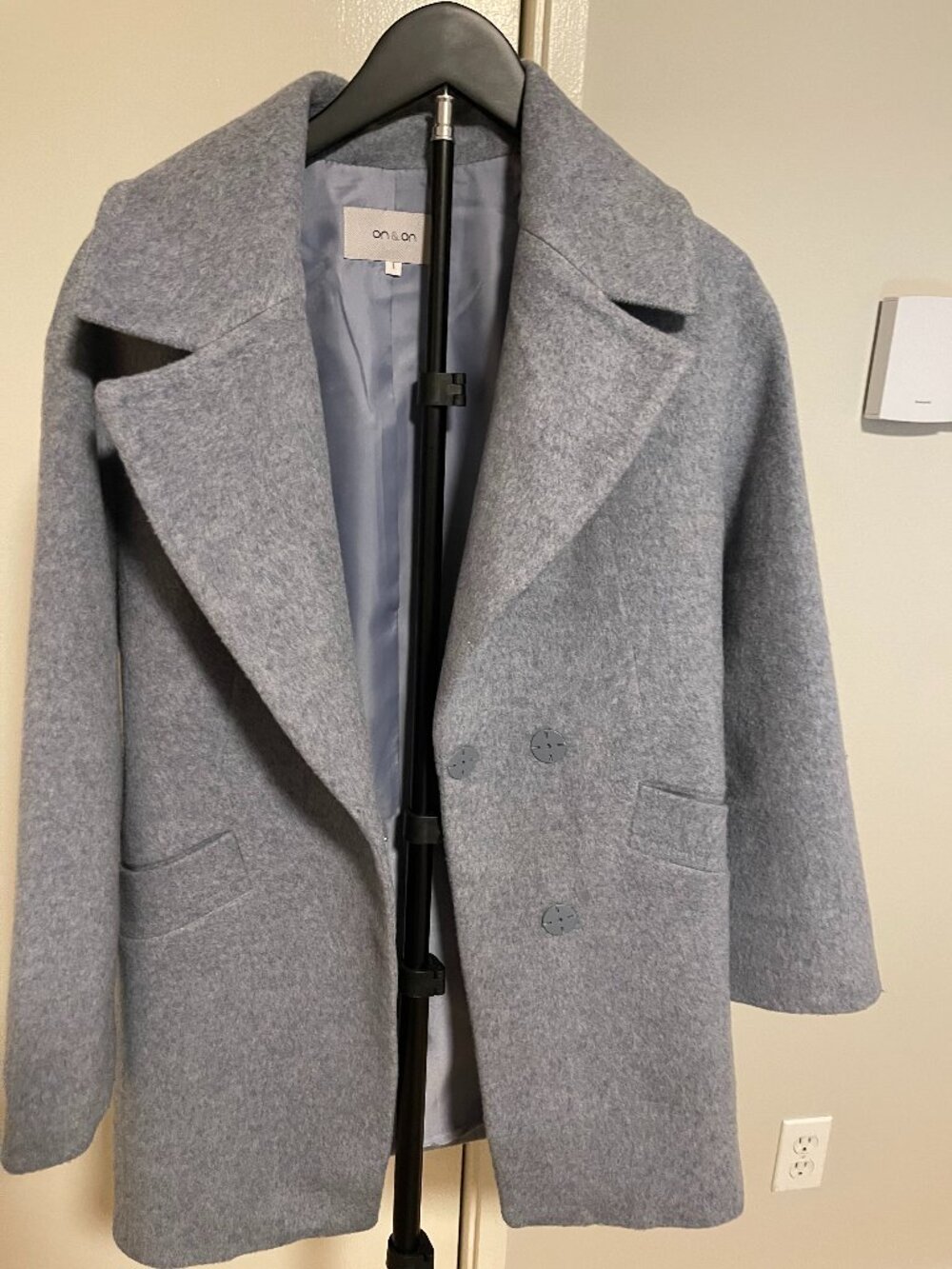 on&on Oversized Wool Blend Coat – Light Gray Korean Designer Coat